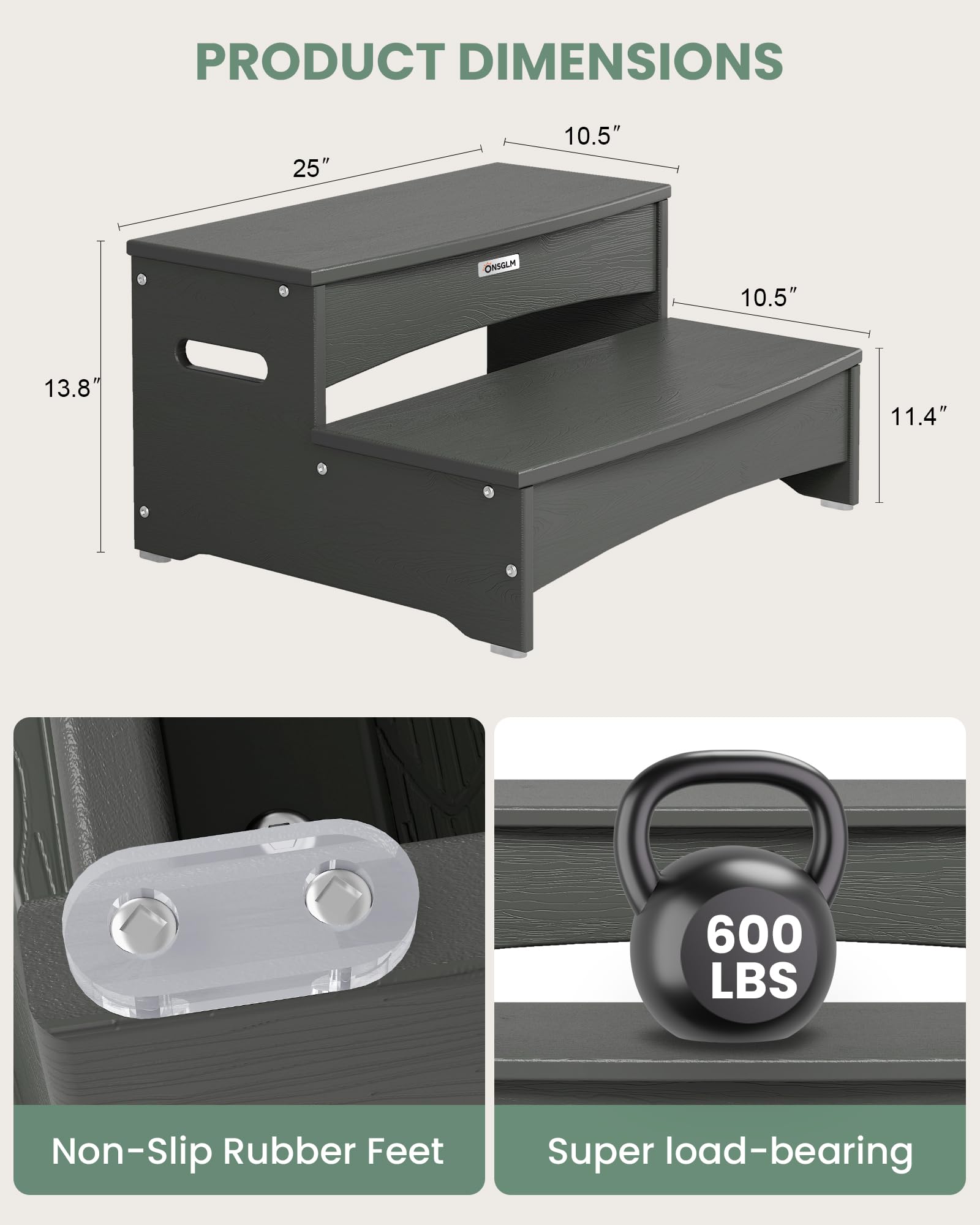 ONSGLM side handle detail for easy lifting and repositioning around yard