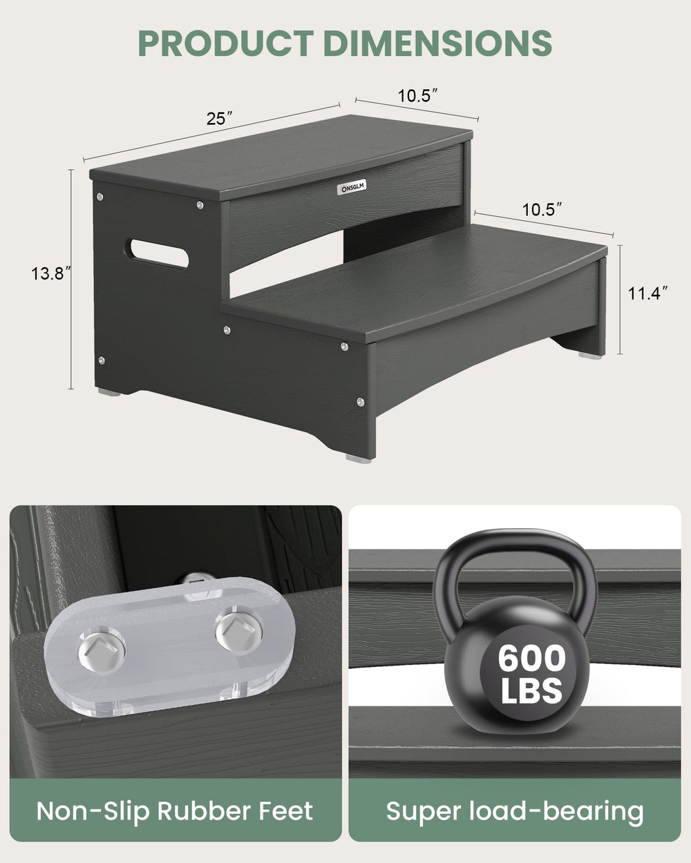 ONSGLM side handle detail for easy lifting and repositioning around yard