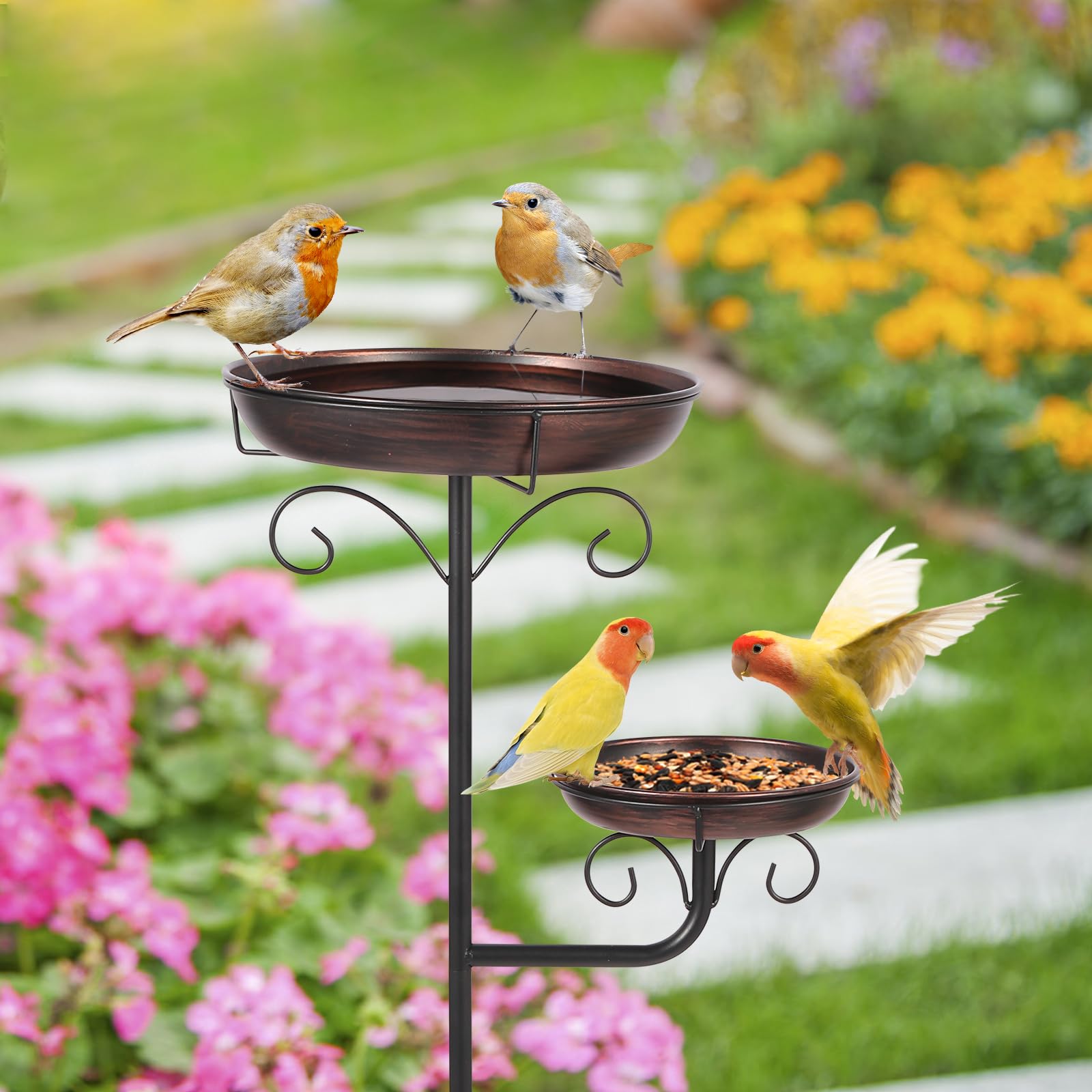 ONTALA bird bath placed in garden setting adding decorative focal point