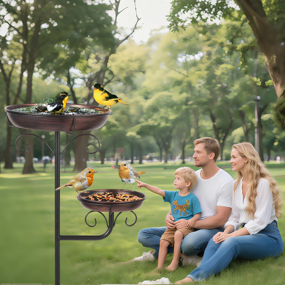 ONTALA bird bath with small solar fountain increasing bird activity