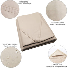 ontheway detailed shot of bottom panel seam and water-repellent finish benefit