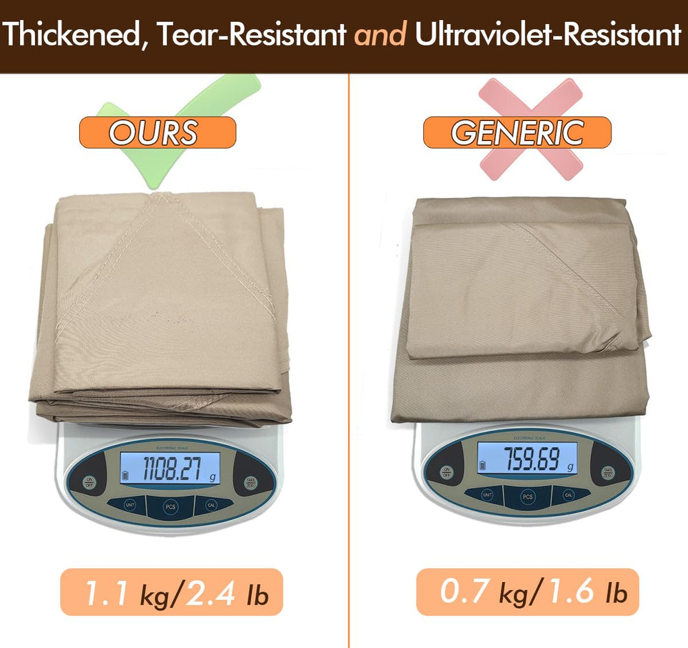 ontheway fabric label and weave close-up showing UV resistance and durability