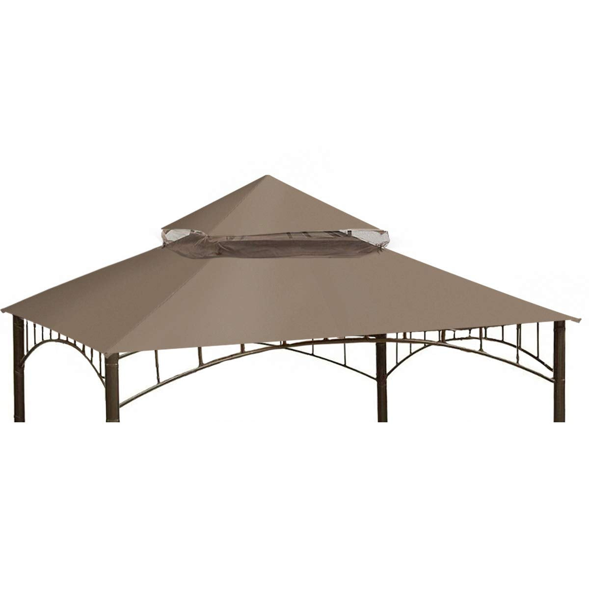 ontheway front view of dark khaki canopy showing full coverage and curb appeal