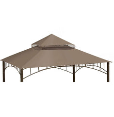 ontheway front view of dark khaki canopy showing full coverage and curb appeal