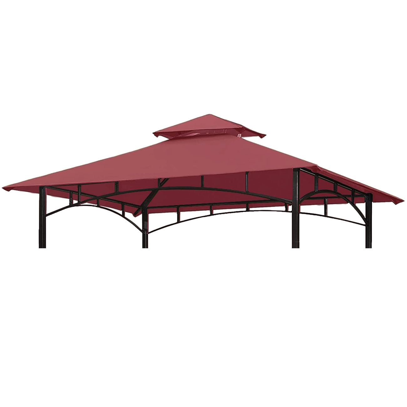 ontheway front view burgundy canopy showing full roof and neat fit restoring appearance