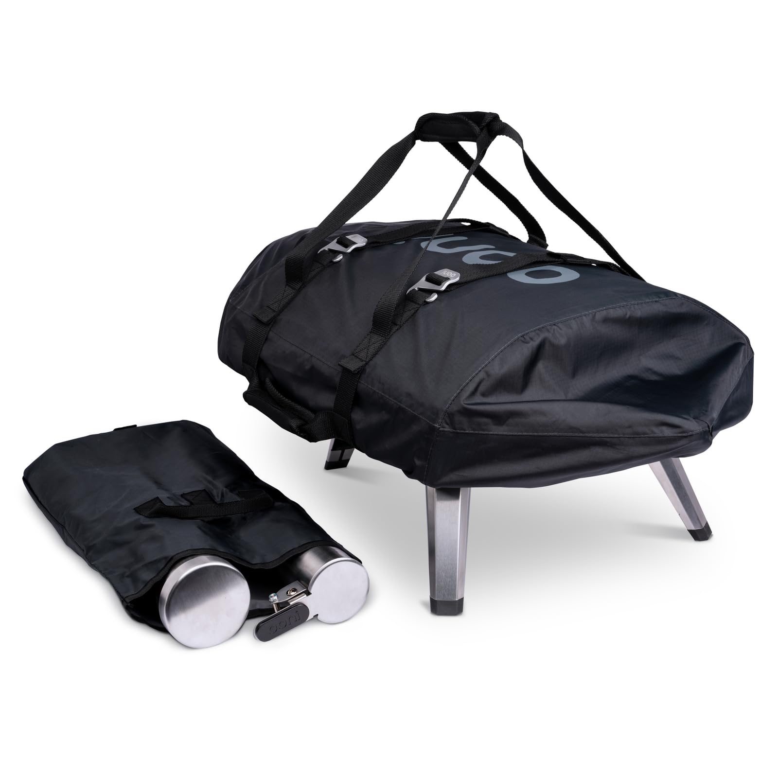 ooni Fyra 12 front view with cover protecting oven and keeping it dry