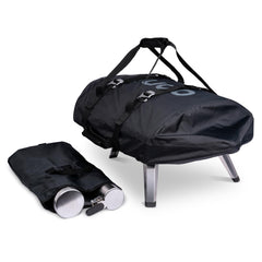 ooni Fyra 12 front view with cover protecting oven and keeping it dry