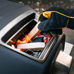 ooni gloves in use with pizza oven providing safe oven handling