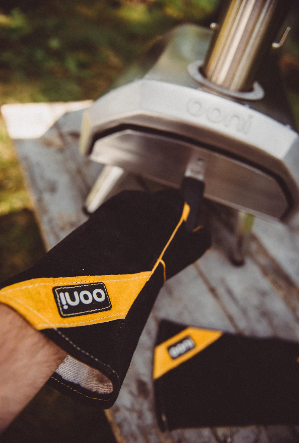 ooni gloves stored in outdoor kit bag for easy transportability