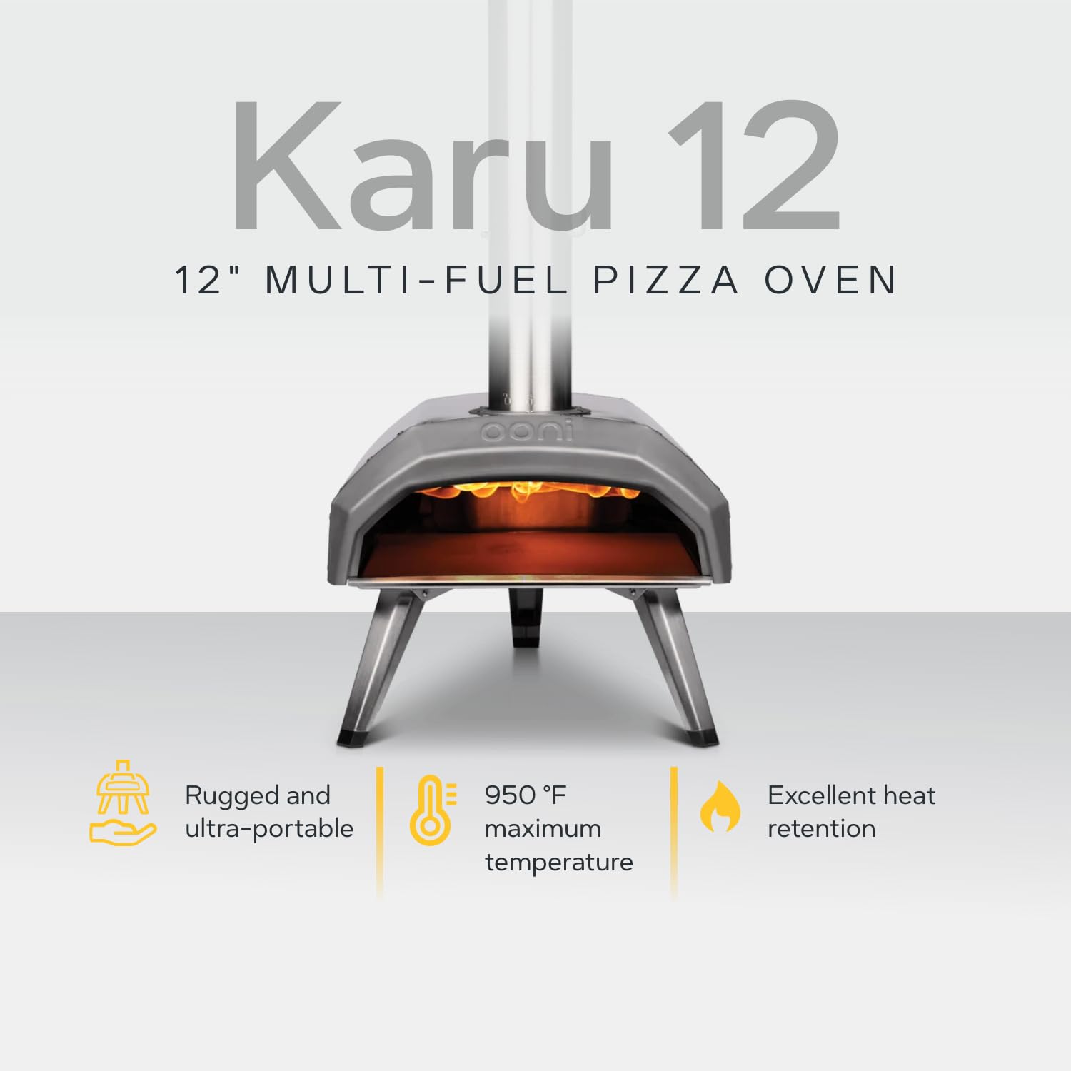 ooni Karu 12 cooking a 12-inch pizza on the stone for crisp crust and rapid bake
