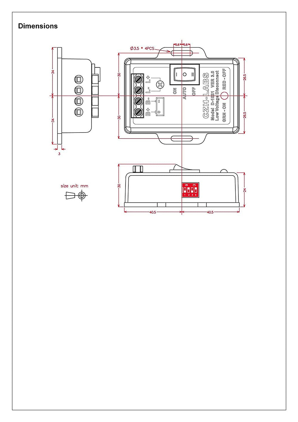 OONO LVD size comparison beside a 12V battery to show compact footprint