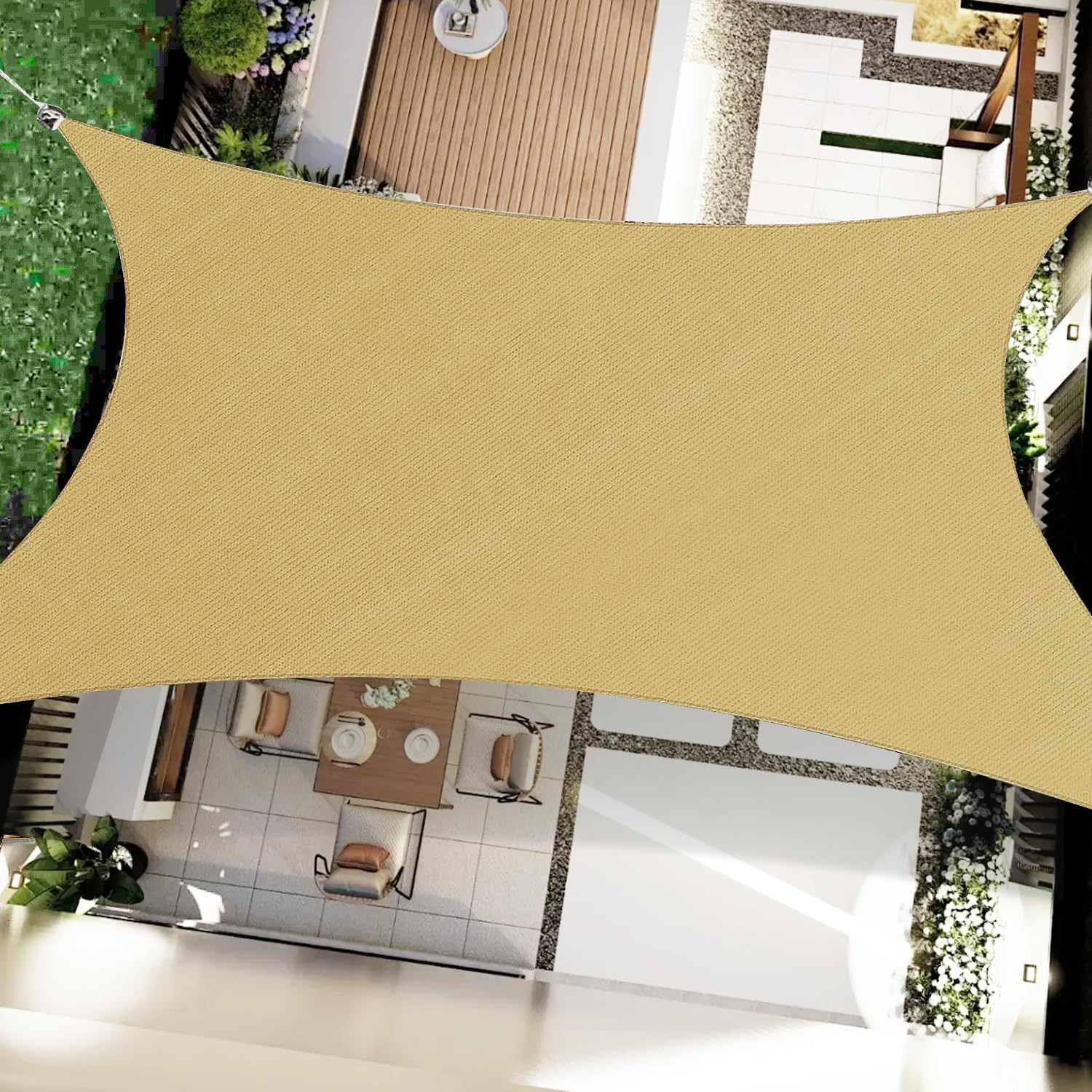 OOTONAT front view of 16x20 sand sail providing wide shaded area
