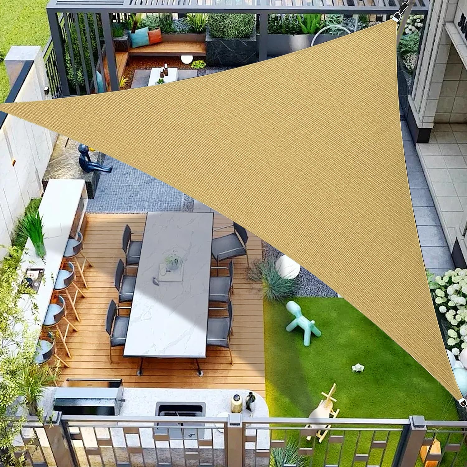 OOTONAT triangle sail front view showing full coverage and cool shade