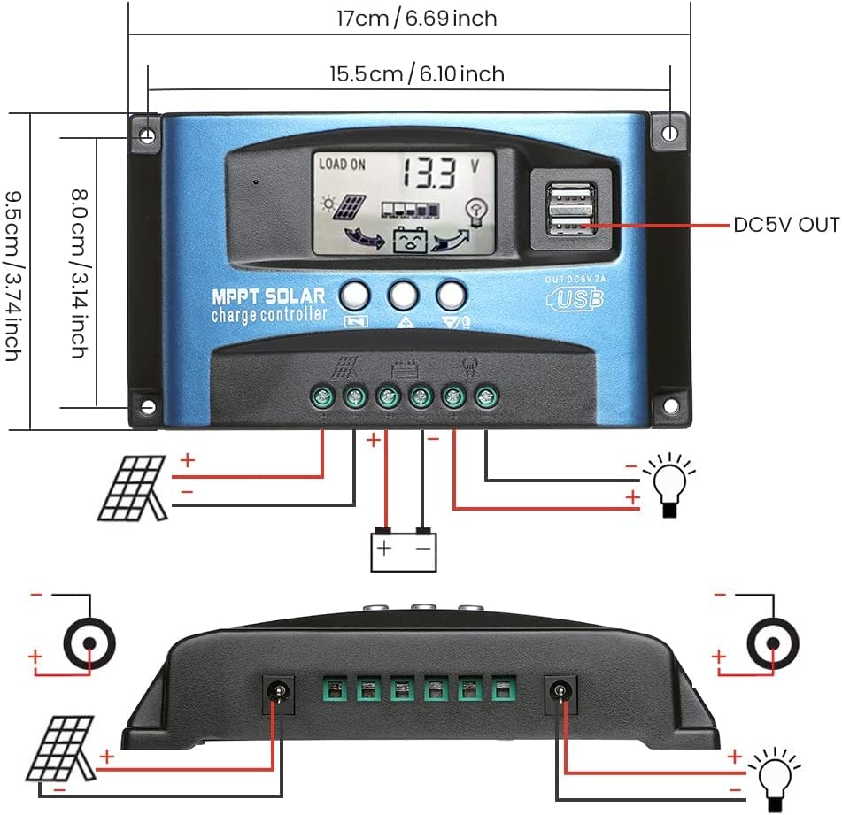OOYCYOO LCD data screen with clear voltage and current readouts for monitoring