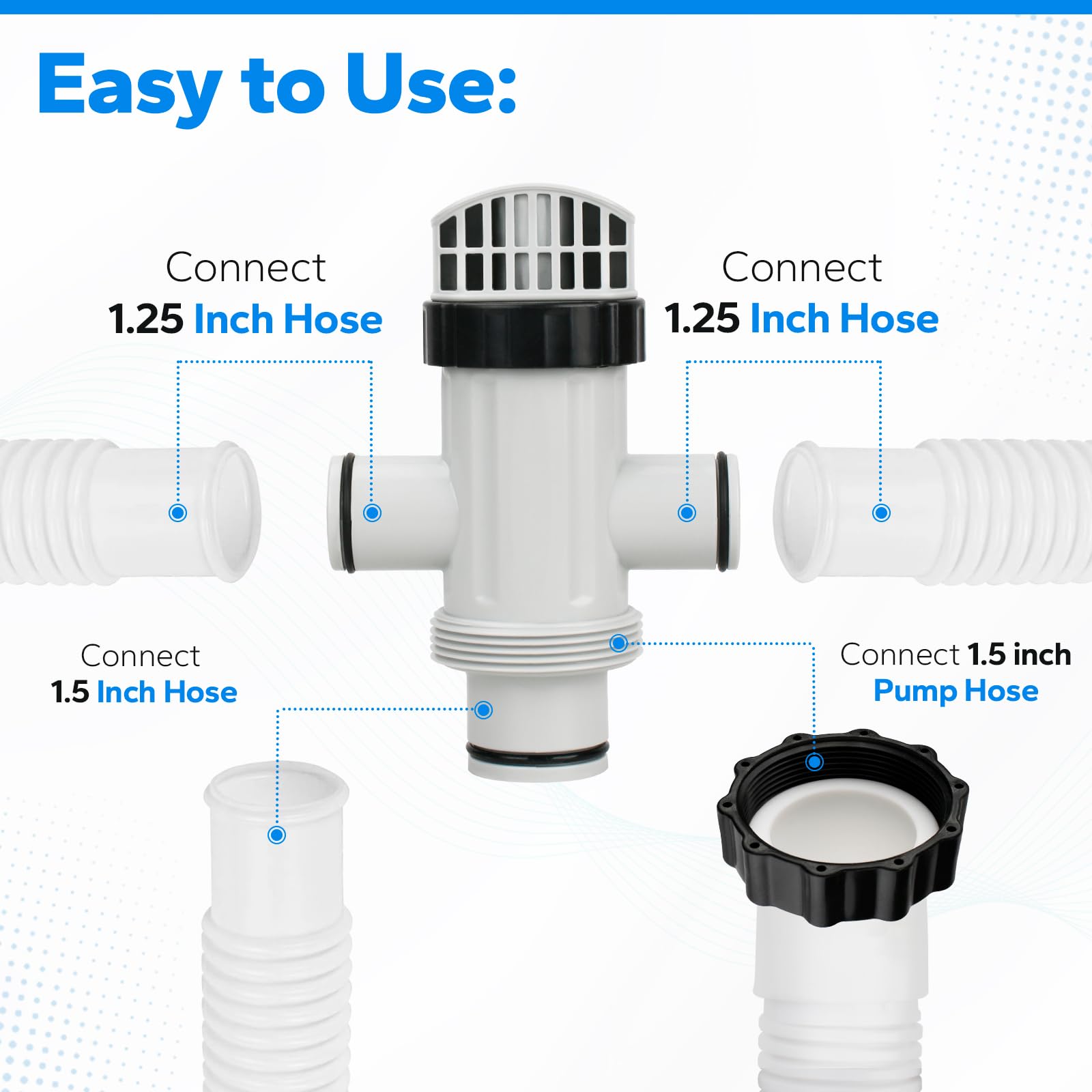 Ophjerg hose and valve installed on pool pump, easier maintenance