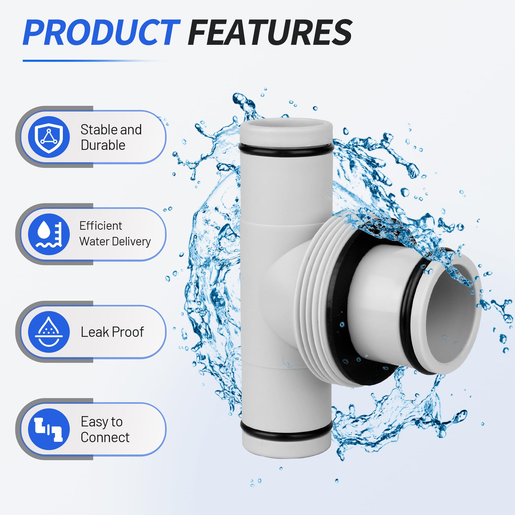 Ophjerg hoses and T-joint installed on a pool pump showing quick, tool-light setup advantage