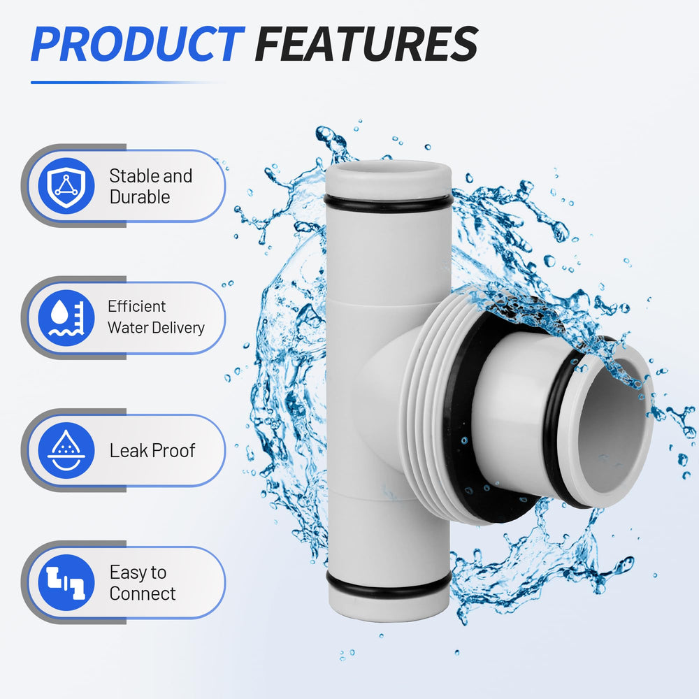 Ophjerg hoses and T-joint installed on a pool pump showing quick, tool-light setup advantage