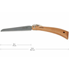 OPINEL carbon steel blade teeth detail demonstrating efficient pull cutting