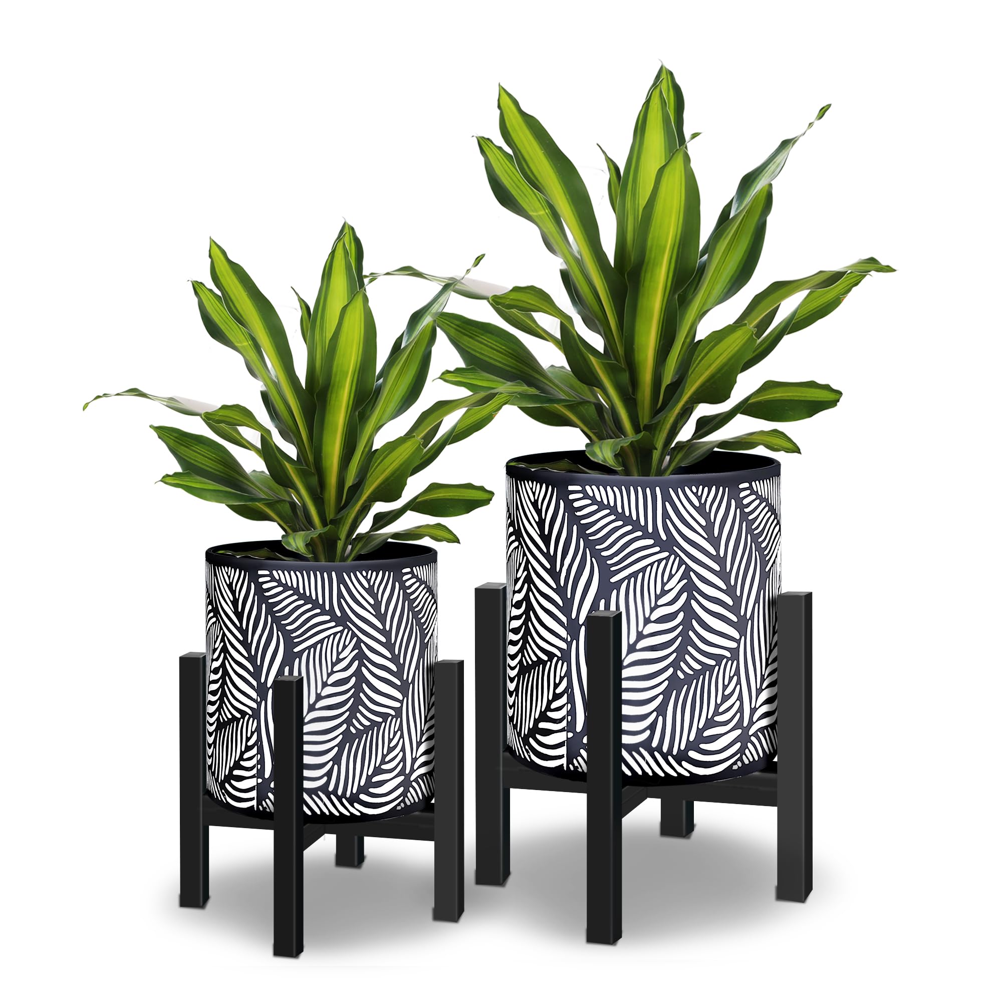 Opnons front view set showing two pots and stands, stylish display benefit