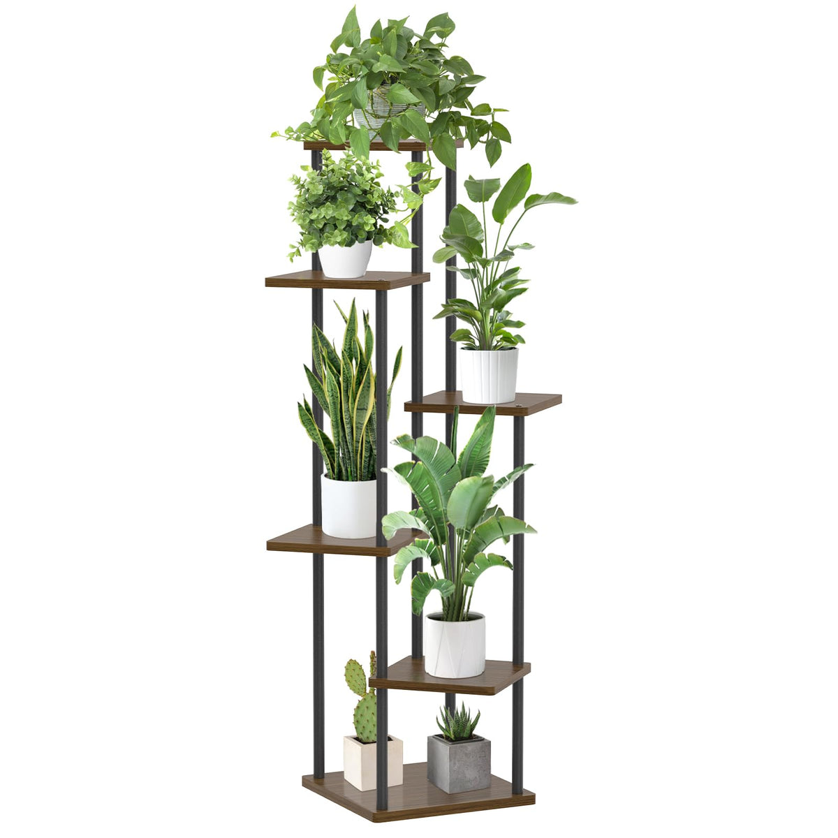 Oppro front view of 6-tier plant stand showing neat multi-level display and space saving