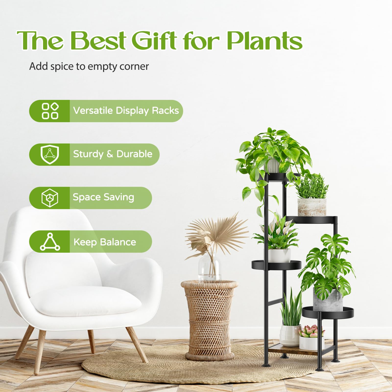 Oppro assembled in a living room corner providing stylish plant organization