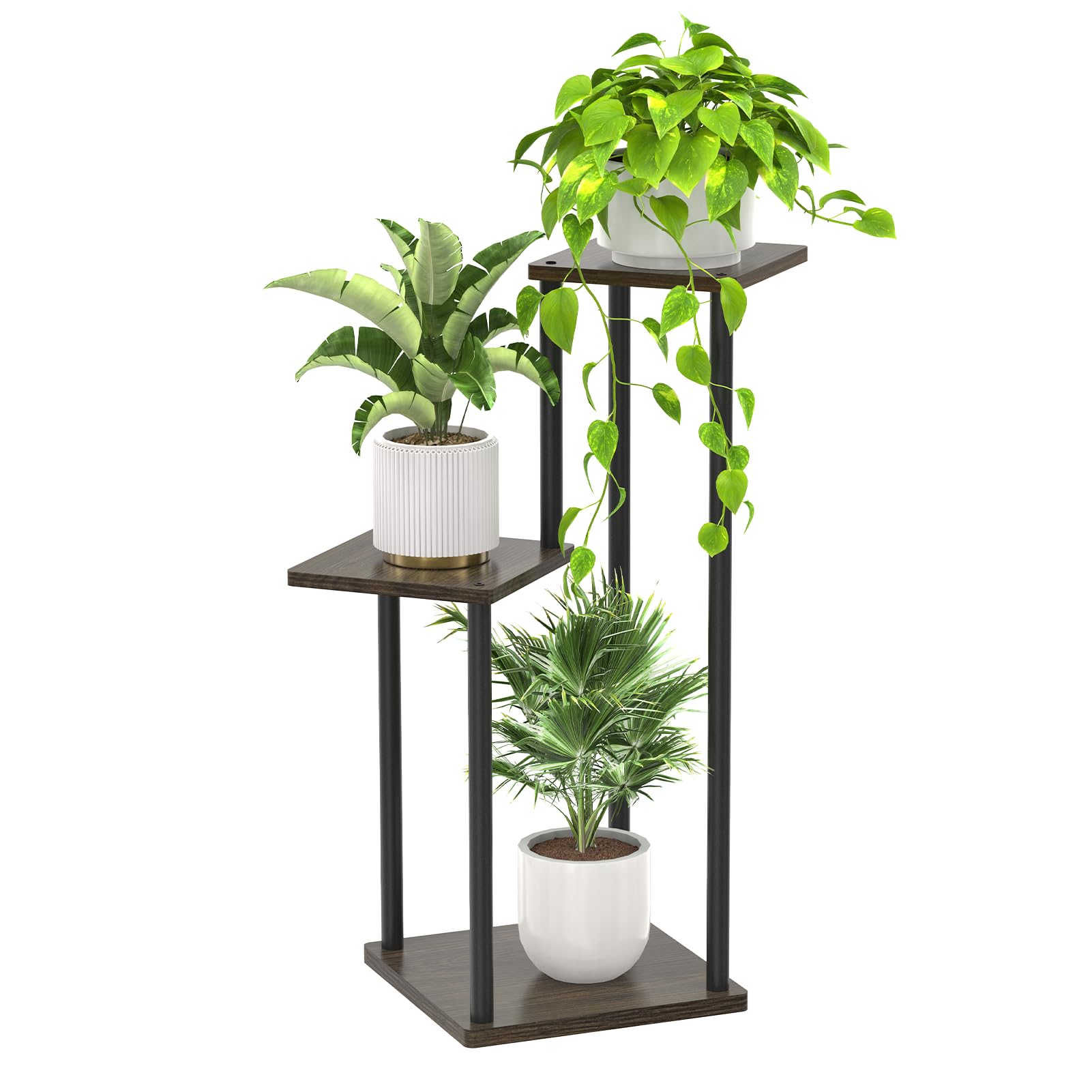 Oppro front view plant stand showing three tiers and sleek silhouette for space saving