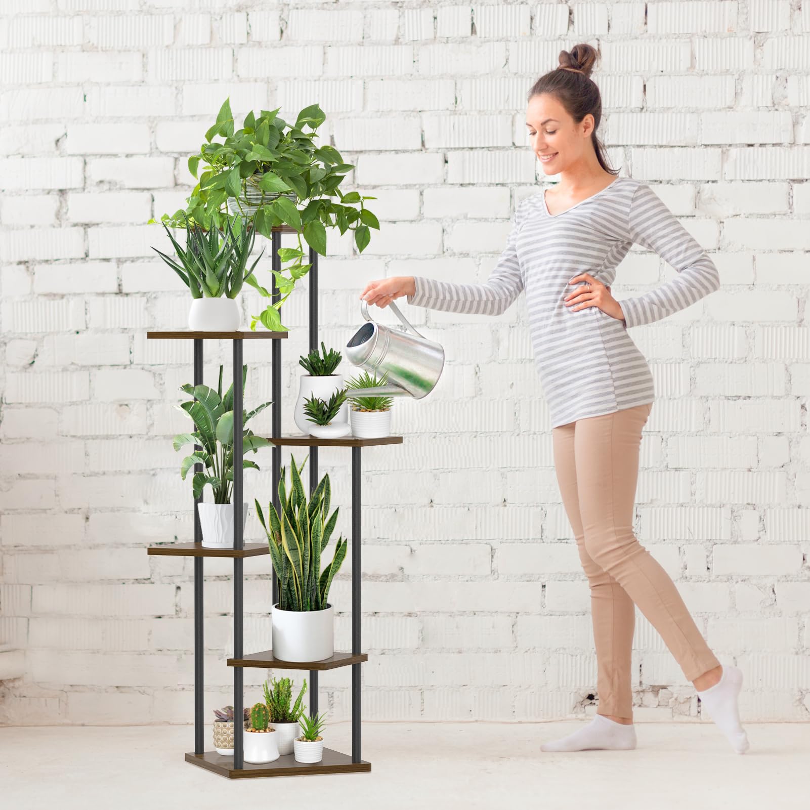 Oppro plant stand placed in sunlit window to show real home styling benefit