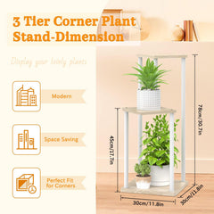 Oppro plant stand fitting into a corner to save space and add height