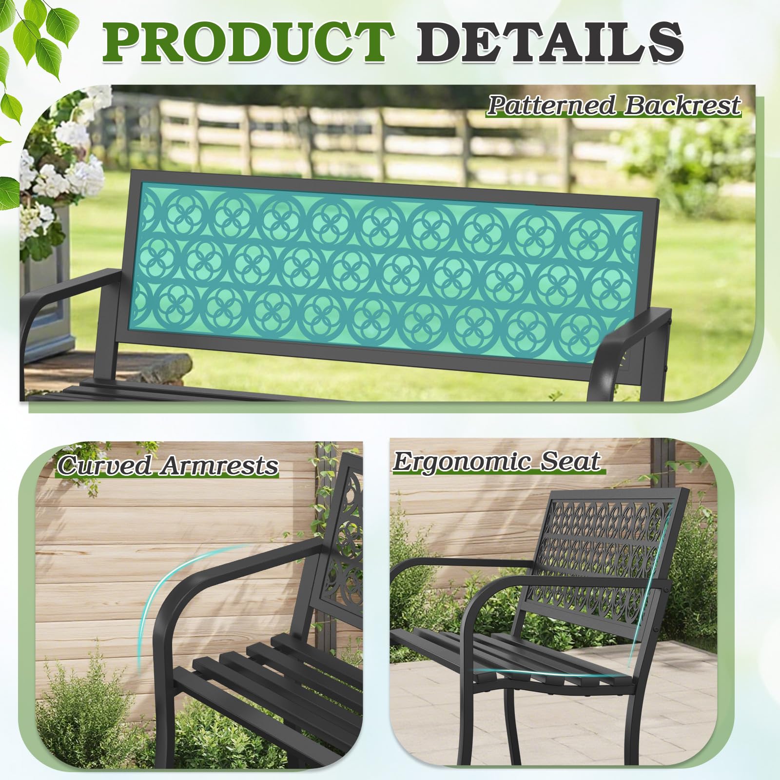 Optmspic side profile showing curved backrest for ergonomic outdoor seating
