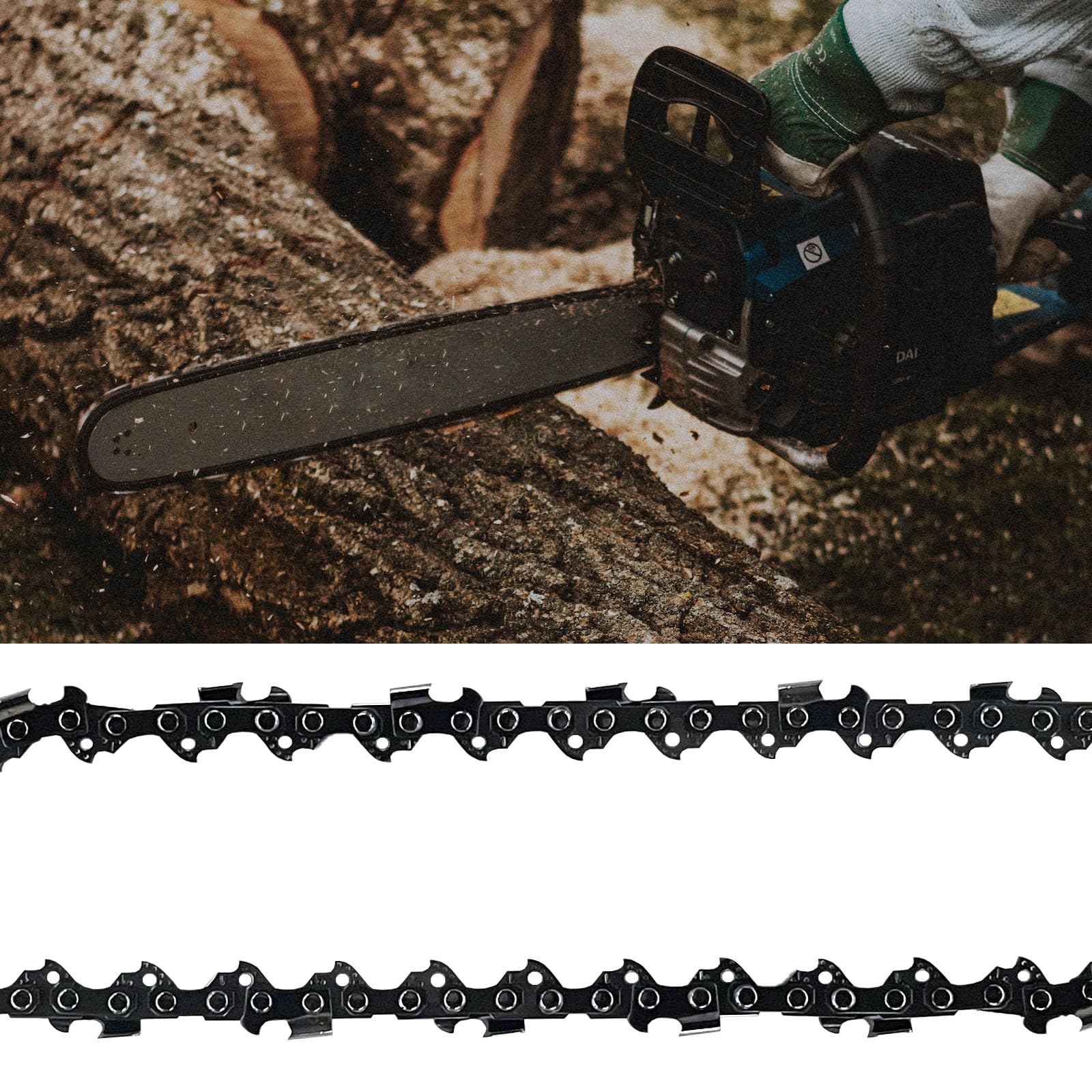 Opuladuo two 20" chains laid flat offering immediate replacement spare