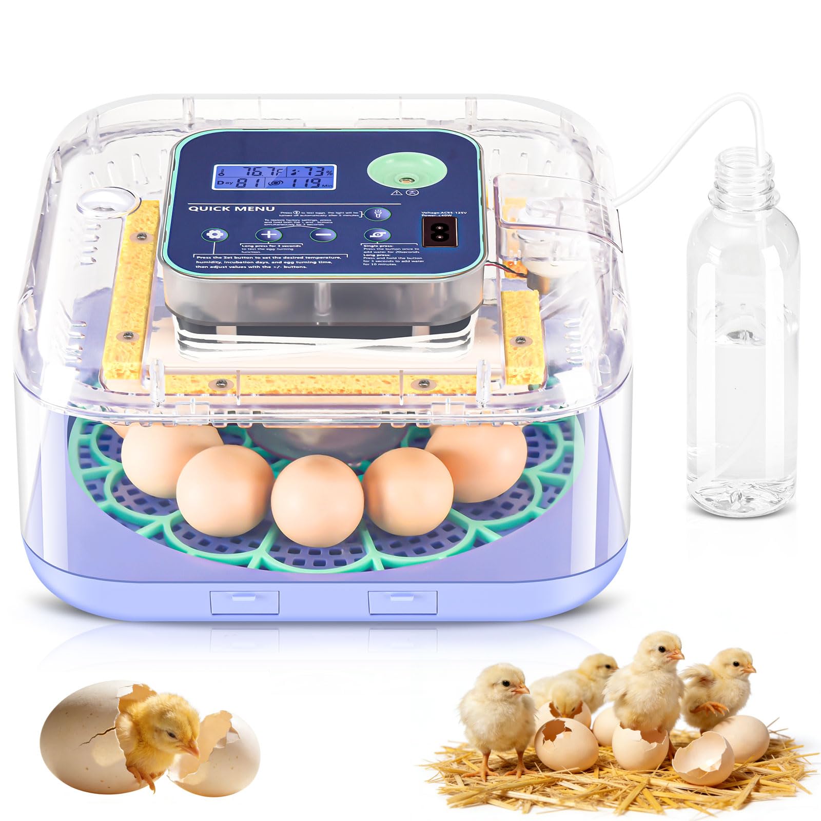 Oqioprd front view showing incubator and benefit of compact design