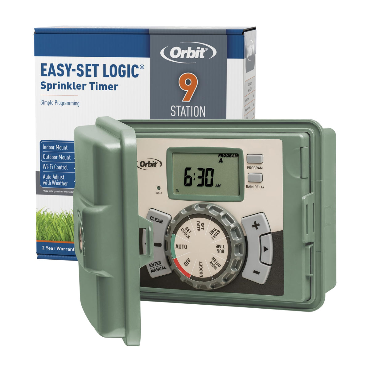 Orbit front panel closed showing weatherproof cabinet and easy access benefit