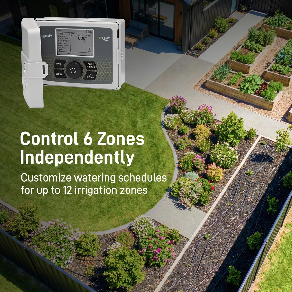 Orbit B-hyve app control screen on smartphone offering remote schedule adjustments
