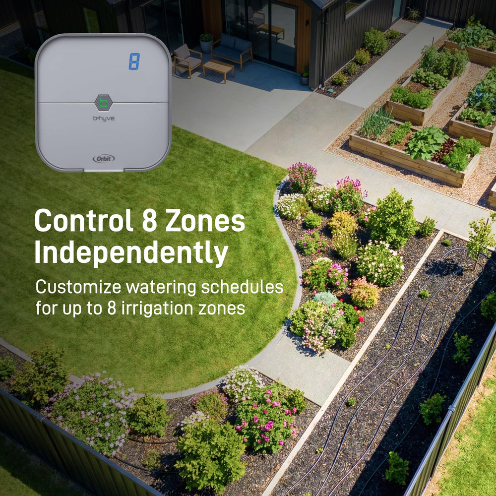 Orbit B-hyve app screen on smartphone controlling zones remotely