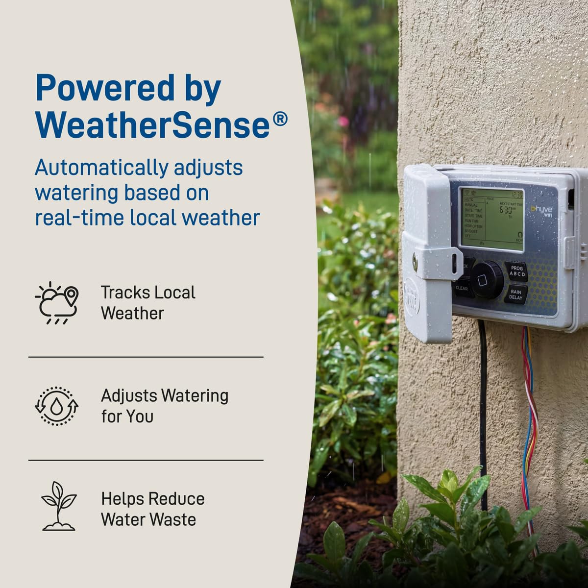 Orbit B-hyve installed on an outdoor wall providing durable protection and neat wiring