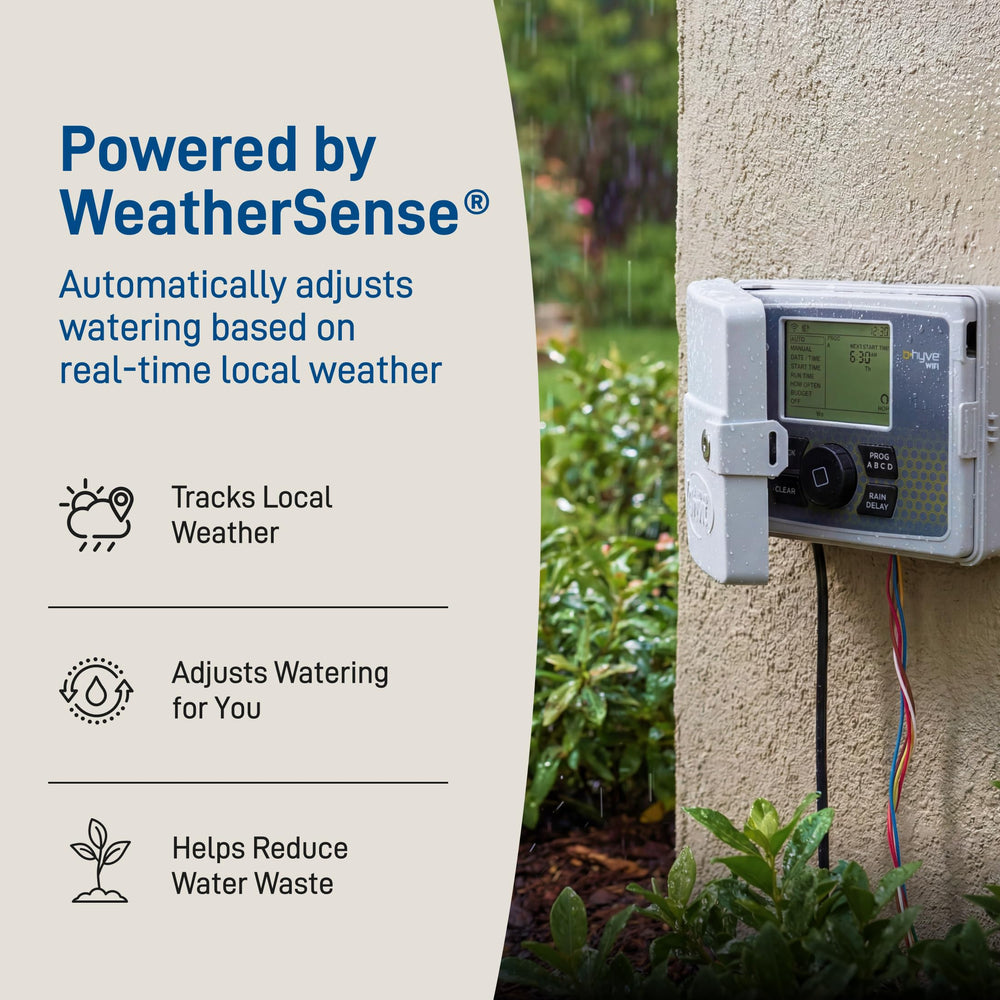 Orbit B-hyve mounted on outdoor wall demonstrating secure exterior installation