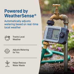 Orbit B-hyve XD mounted on outdoor spigot demonstrating secure installation