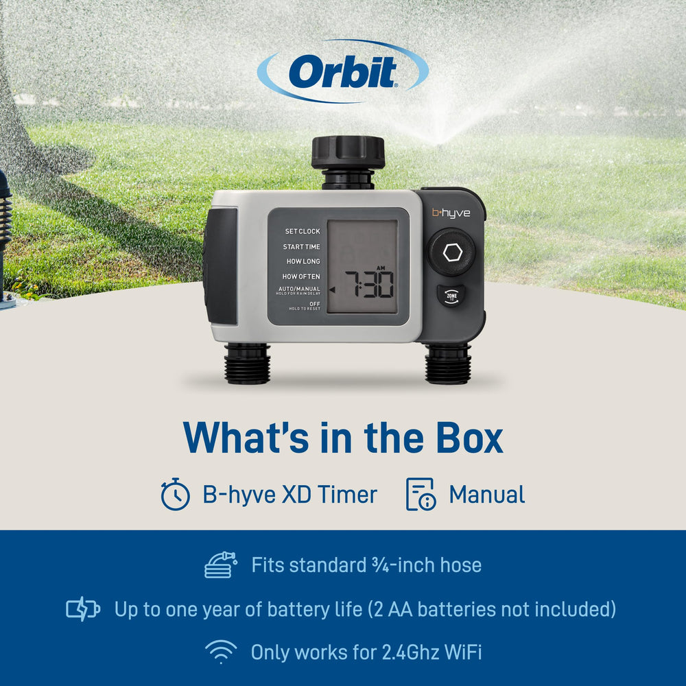 Orbit B-hyve XD in a garden setting illustrating targeted watering and healthier plants