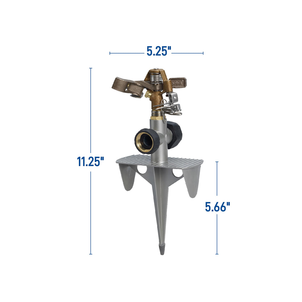 Orbit zinc tri-point spike detail demonstrating secure ground anchoring benefit