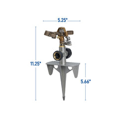 Orbit zinc tri-point spike detail demonstrating secure ground anchoring benefit