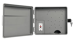 Orbit cabinet UL-approved GFCI close-up highlighting safe outdoor power connection and protection