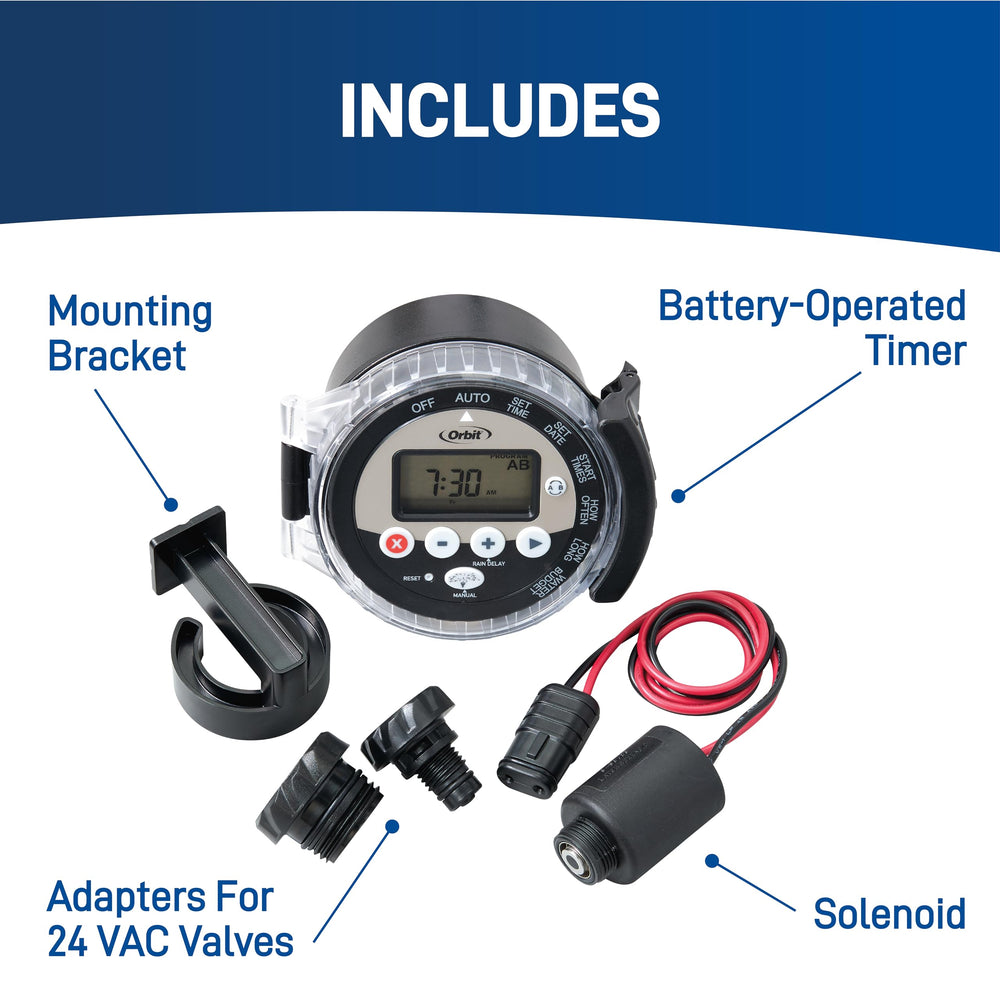Orbit control dial close-up showing removable programmer for easy schedule setup benefit