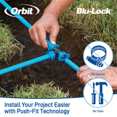 Orbit digital timer front panel showing easy programming for water savings