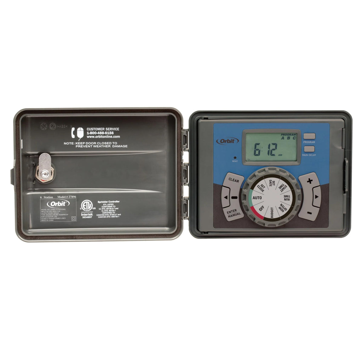 Orbit front panel closed showing compact outdoor-ready controller and security benefit