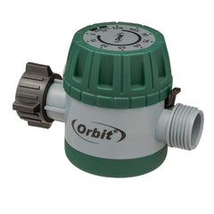 Orbit green timer front view showing easy-to-read dial and connectors for quick setup