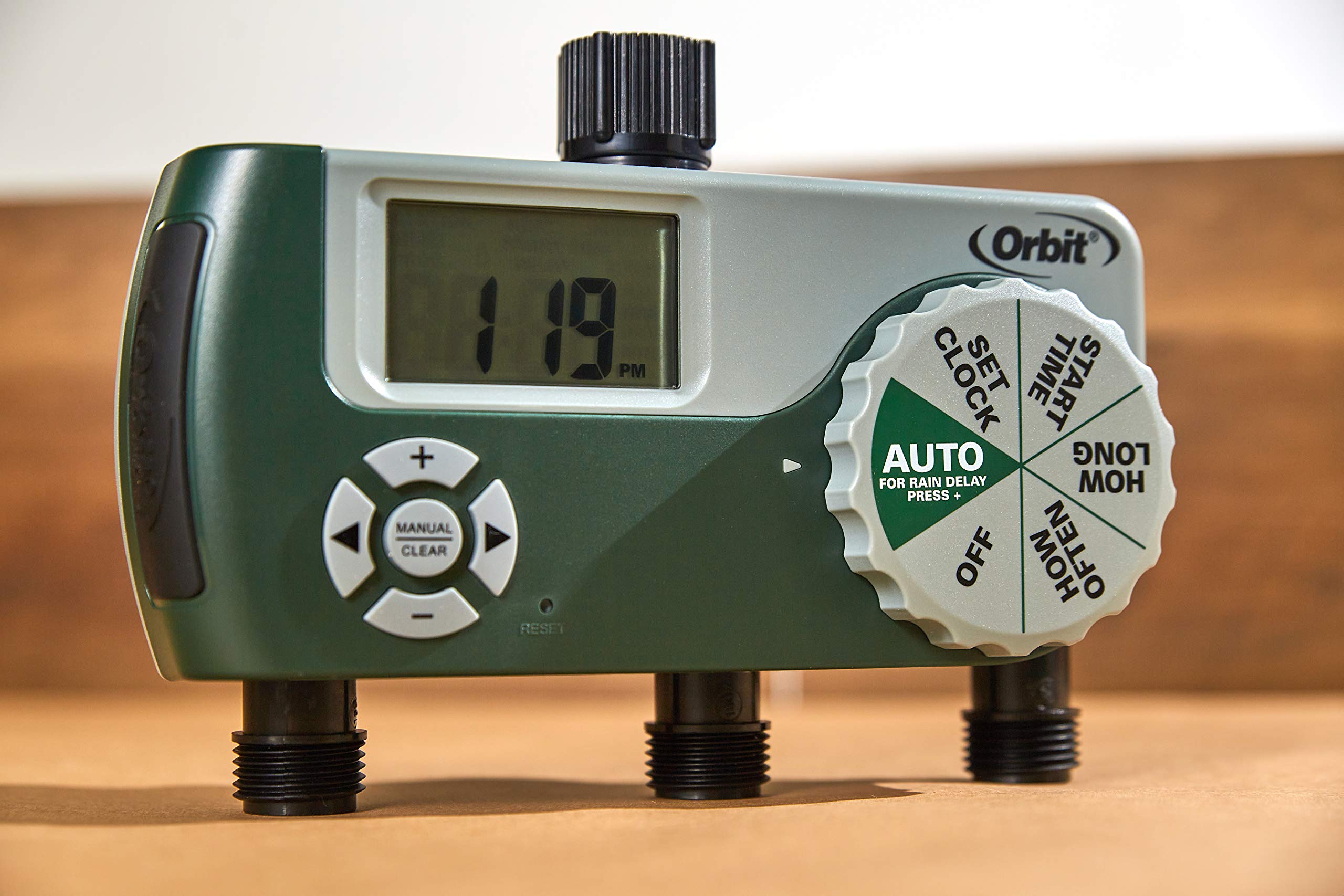 Orbit close-up of LCD display and buttons for fast programming and clarity