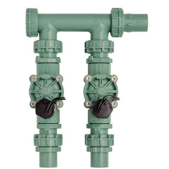 Orbit manifold front view showing two valves and inlet connections for fast setup