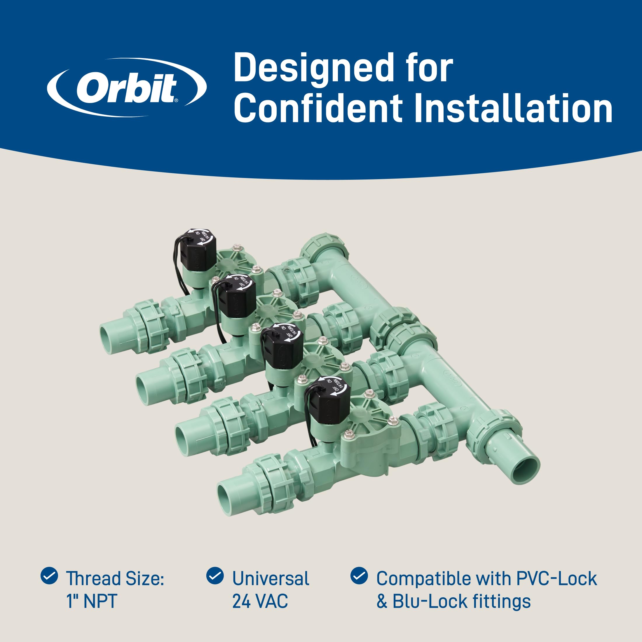 Orbit manifold next to a hand for scale showing compact footprint and space savings