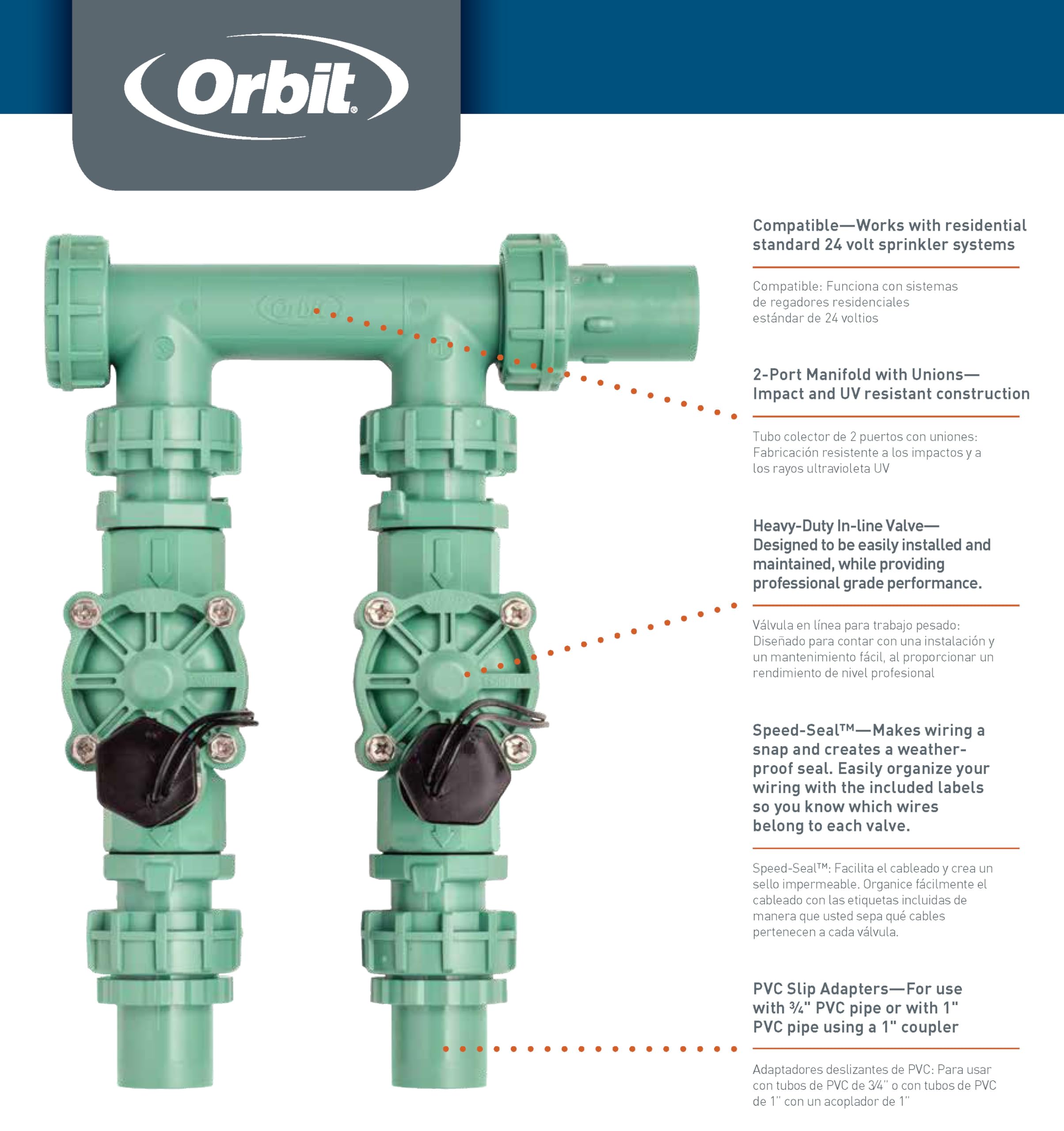 Orbit manifold with drip filter and regulator attached showing accessory compatibility