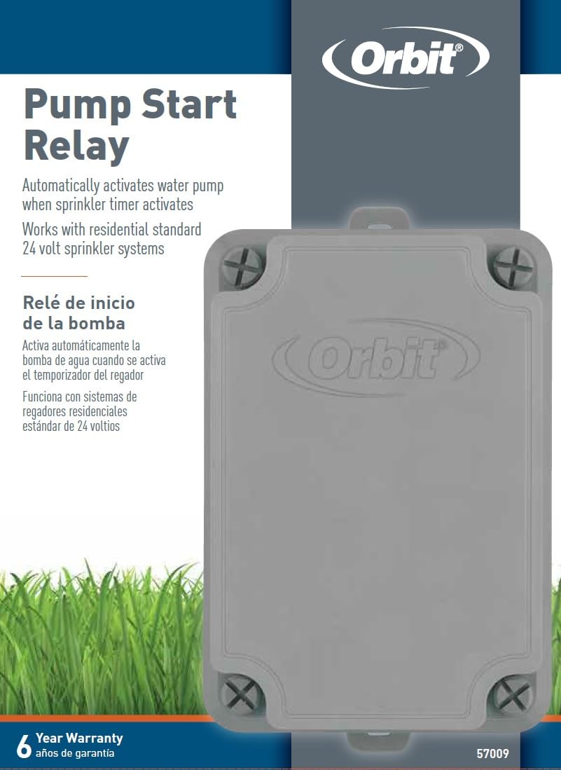 Orbit pump start relay installed beside a pump controller showing seamless automation and reliable operation